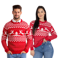 New Unisex Men Women Santa Xmas Christmas Jumper Novelty Fairisle Retro Sweater