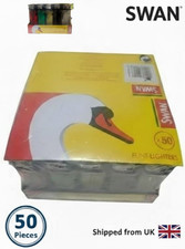 50 Original SWAN Flint Lighters Adjustable Gas Flame Disposable Full BOX