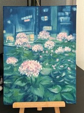 "Night Hydrangea" Hand-painted