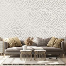 Off White Zebra Wallpaper Statement Dazzle Animal Print Washable Holden Decor