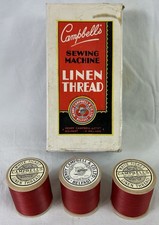 Vintage Campbell's Linen Thread x 3, Unused Spools, No 25, 4 oz, Carpet Seaming
