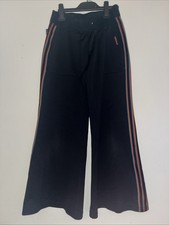 Adidas Climate Ladies Baggy Flared Track Pants Black Rainbow Stripes P etit S 10