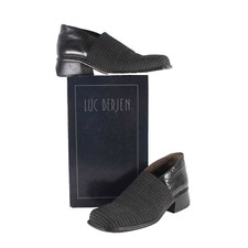 Luc Berjen Sz 39 Charcoal Black Elastic Bambou 1.5" Ankle Booties