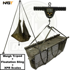 NGT Carp Fishing Weigh Tripod + Floatation Sling + XPR Scales Unhooking Combo