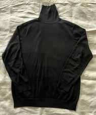 Charles Tyrwhitt 100% Merino Wool Roll Neck Jumper Mens XL Black Sweater