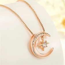 Rose Gold Crystal Moon Star