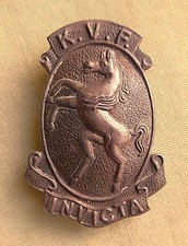 WHITE METAL KENT VOLUNTEER FENCIBLES HOME GUARD CAP BADGE - D123
