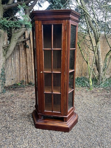 Vintage carved oak tall glass - carved,