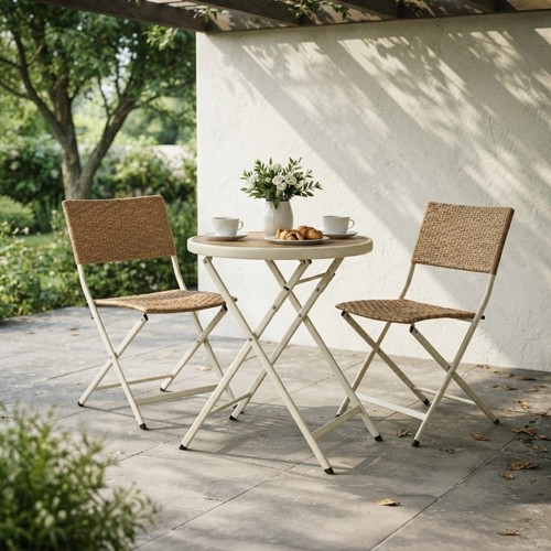 Elegant folding wicker bistro - folding,