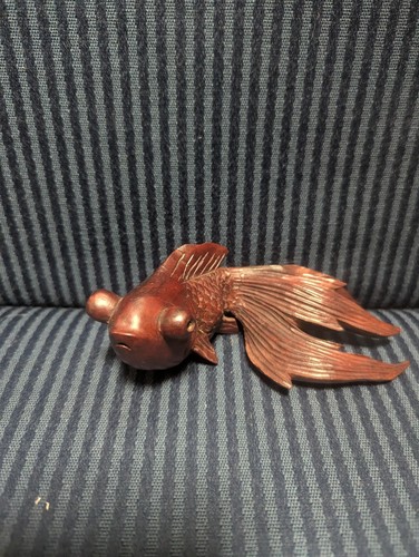 Vintage wooden carved koi - wooden,