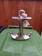 ornamental anchor chrome 28cm high x 23cm wide 9cm deep with ropewith rope