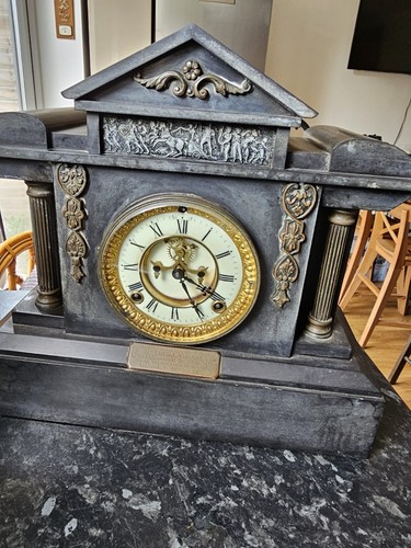 Antique slate clock - antique,