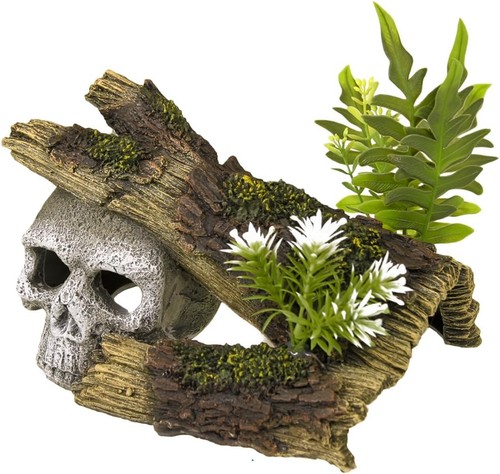 Aquarium skull log - aquarium, ornament