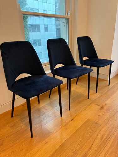 Blue velvet upholstered dining - blue,