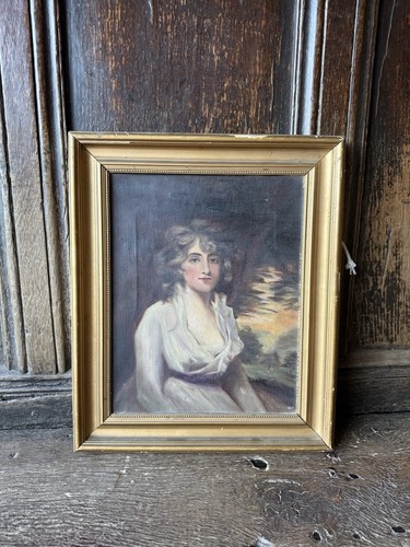 Small antique oil - oil, portrait