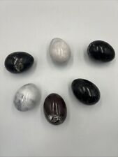 Marble Onyx Stone Eggs Orbs x6 Vintage Decoration 7cm Vgc