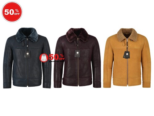 Men shearling sheepskin - b3,