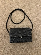 Zara black woven straw