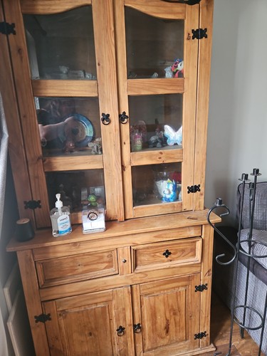 Mexican pine display cabinet - mexican,