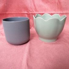 Two IKEA pots 1 green tulip (chipped on the underside) and 1 grey (perfect)