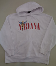 Primark Nirvana Women’s 2XS Hoodie White With Detail Large Pullover Music Trendy