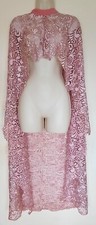 Dusky Pink Dress Cape with Lace Cotton Guipure Fabric Floral Pattern