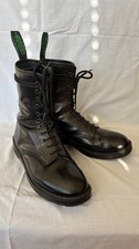 Solovair 11 Eye Zip Up Black HI-Shine Boots UK Size Men's 9.5