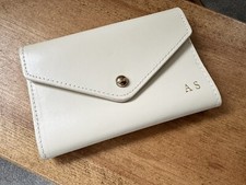 Ladies HA Designs Cream Personalised Leather Passport Holder (Gold AS Initials)