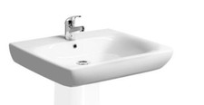 TWYFORD E100 SQUARE 1 TAP HOLE 550MM LESS ABLED WASHBASIN E14211WH And Semi Ped