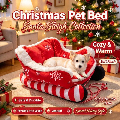 Christmas sleigh pet - christmas, bed