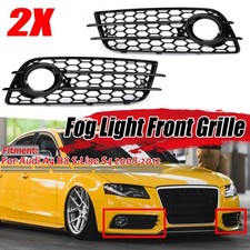 Gloss Black Honeycomb Fog Light Lamp Cover Grill For AUDI A4 B8 S LINE S4 08-12