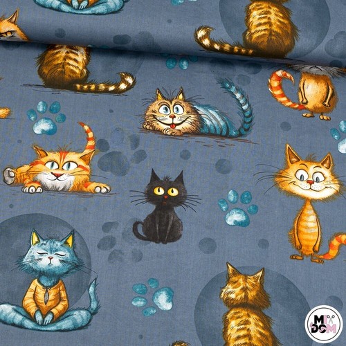 100 cotton fabric happy cats - 100%,