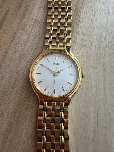 Seiko men gold plated quartz - men's, gold-plated