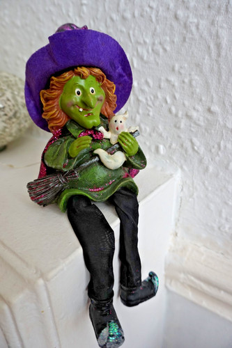 Witch with ghost ceramic - witch,
