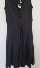 Black Dress with Diamante Detail, Slimming Wrap Over Front, Xmas Season UK12 