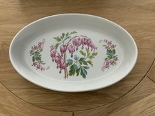 V Rare Portmeirion Botanic Garden 14” Oval Baking Dish Server WEEPING HEARTS