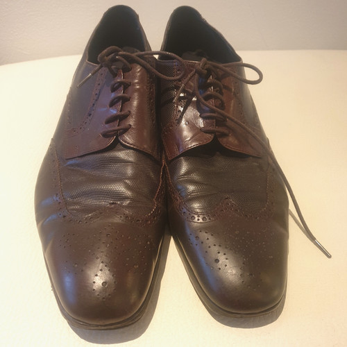 Mens dark brown leather semi - leather,