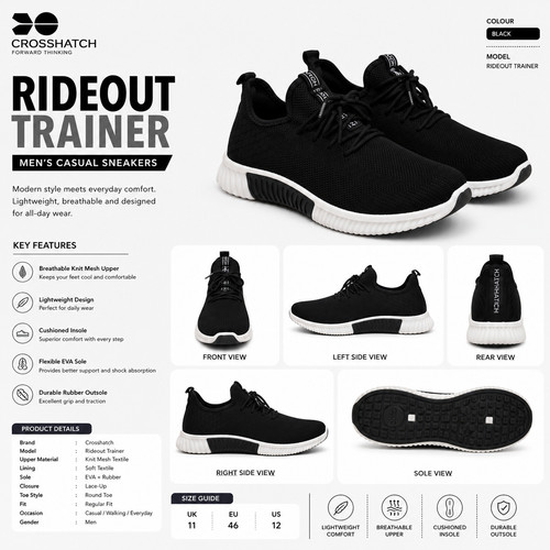 Men trainers black sock - black,