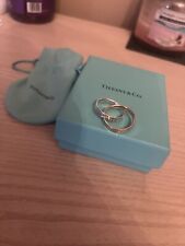 Genuine Tiffany & Co Sterling Silver Rubedo Metal Interlocking Ring With box  