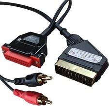 COMMODORE AMIGA GOLD RGB SCART TV/AUDIO LEAD WITH DB23 VIDEO CONNECTOR