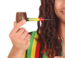 Rasta Pipe Fancy Dress Novelty Costume Cosplay Hippy Jamaican Colours