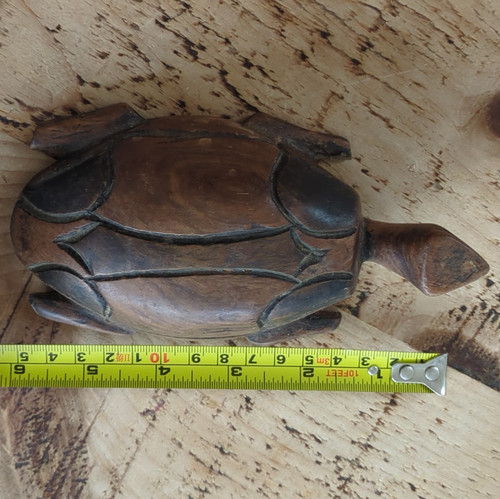 Hand carved wooden turtle - hand,