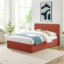 Home Luca Small Double End Lift Ottoman Bed - Orange | Space-saving ottoman bed