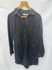 Womens Shirt Dress Black Denim Utility Pockets Long Sleeve Belt Loop Detail 10