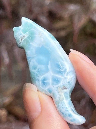 Larimar cat carving deep - carving, blue