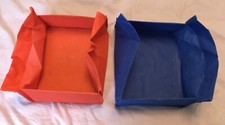 2 Small Foldable Storage Box Red Blue Fabric Small Toy Cosmetic Tidy Smalls Ties