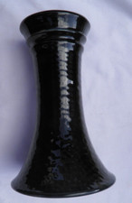 Knights Tintagel Black Textured Glossy Studio Pottery Vase 15 cm signed
