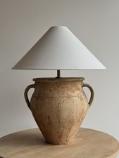 Antique 19th Century Clay Pottery Table Lamp