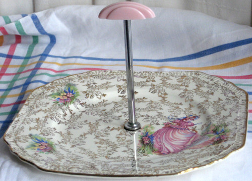 Chintz gilded cake plate - chintz,