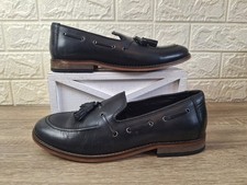 H by Hudson Leather Moccasins Shoes TYSKA Black Size 42 UK 8 Excellent Condition